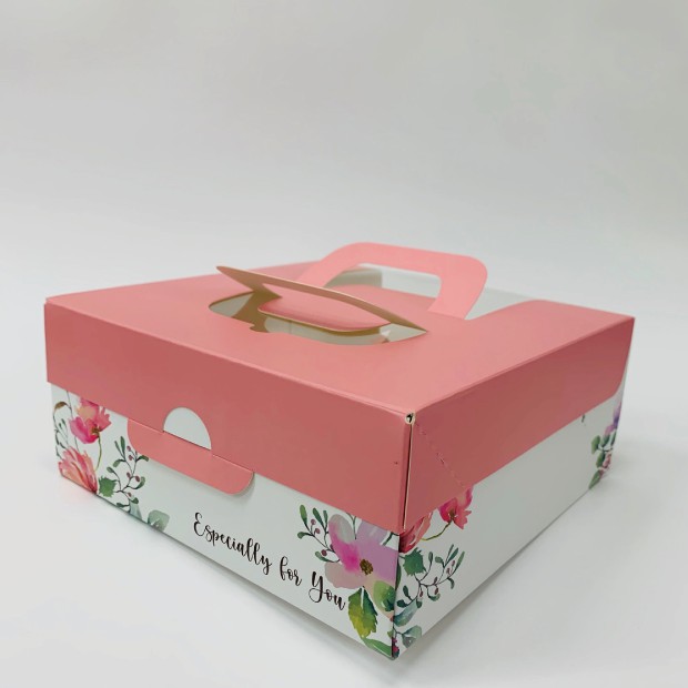 【鑫福美食集】6吋-手提蛋糕盒-粉紅花園(無附內襯)