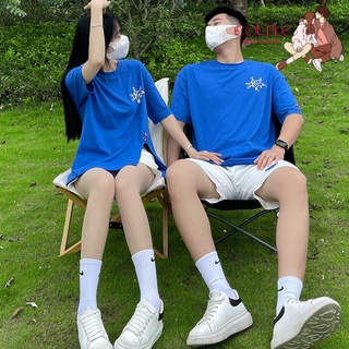 【COUPLE】情侶裝💙💙短袖夏裝套男女休閒個性T恤短袖創意寬鬆