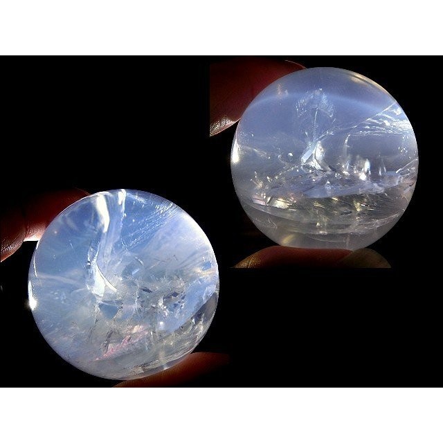 [Disk水晶][夢幻天使]夢幻藍塵天使水晶球(49mm165g)送木製球座HF-02