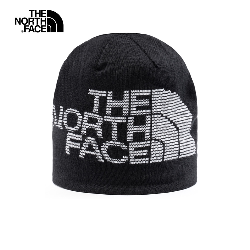 The North Face北面男女款黑色雙面戴保暖針織毛帽｜7WLAKY4