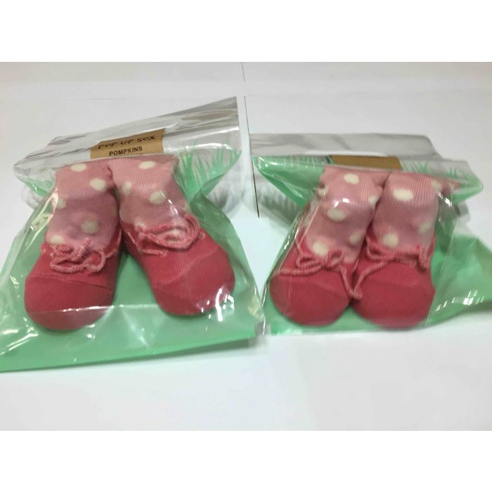 日本製 Pompkins Baby 日本3D動物造型襪子 POPUPSOX 綁帶粉紅鞋