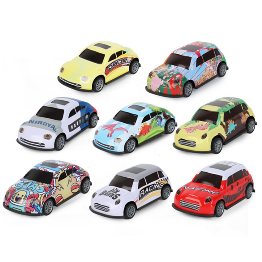 Mini兒童迴力車模型車卡通q版玩具車合金車男孩 蝦皮購物