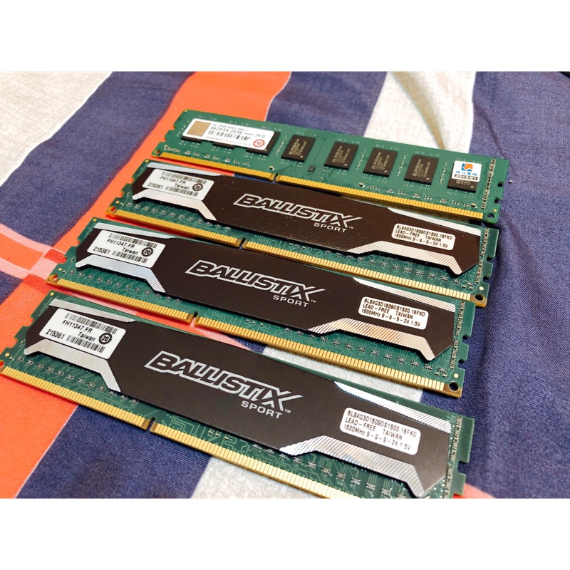 二手 Ballistix 美光 DDR3 1600 4G 雙通道 記憶體