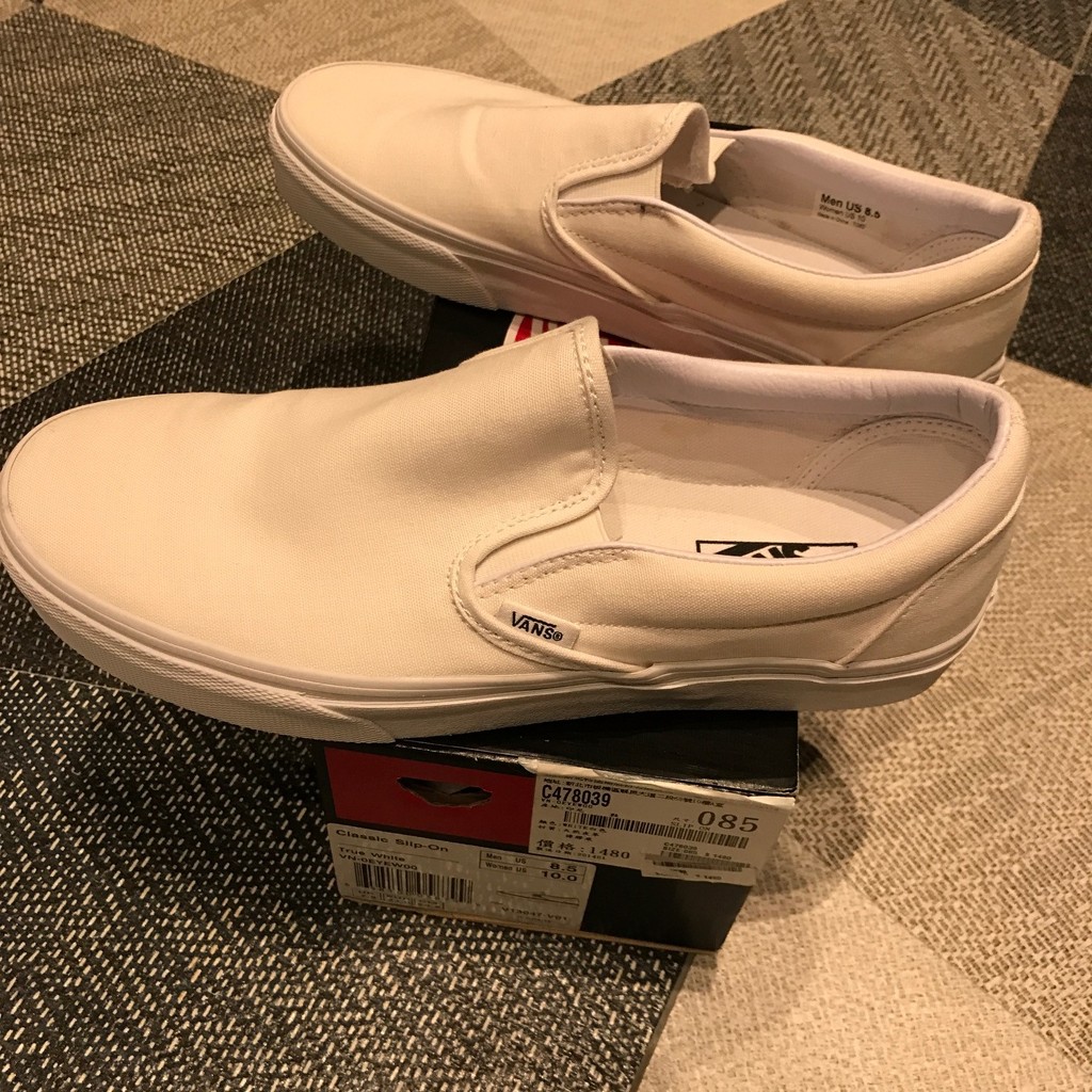 VANS 經典 全新 SLIP - ON 白色 True White 帆布鞋 懶人鞋 C478039 US8.5