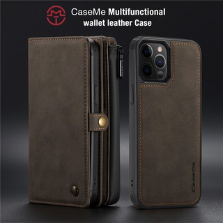 Caseme錢包手機套蘋果適用iPhone 13 12 Mini Pro Max 多功能翻蓋插卡拉鏈分體高端皮套保護套