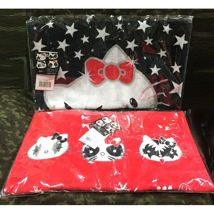 【Double♊ SHOP™】正版授權 凱蒂貓 Kiss Hello Kitty印花毛巾(黑鑽石篇)