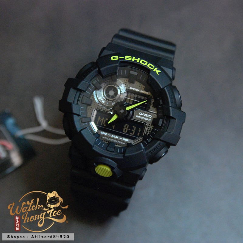 []錶子$行頭[] CASIO G-SHOCK 雙顯示 手錶 點陣迷彩 - 檸檬綠 (GA-700DC-1A)