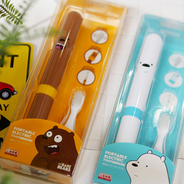 MINISO名創優品 咱們裸熊攜帶式 兒童電動牙刷 小孩自動牙刷 軟毛刷