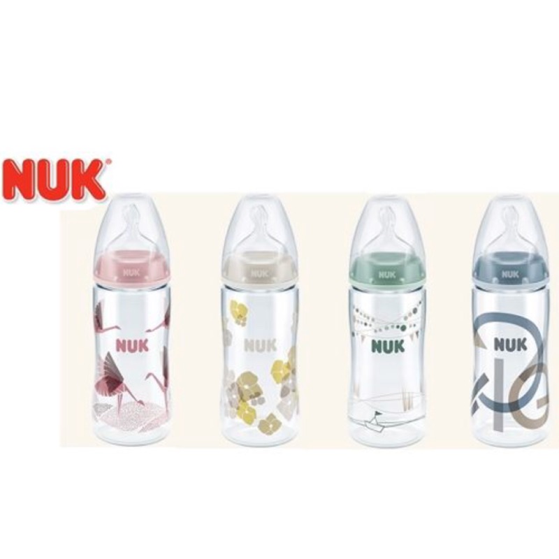 德國【NUK】最新款馬卡龍色系寬口徑PA奶瓶300ML(附矽膠奶嘴M號）