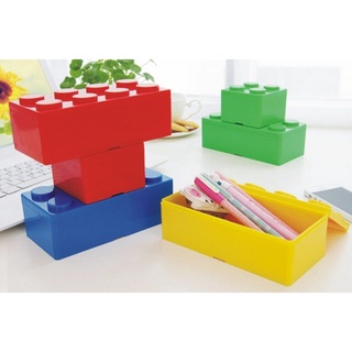 [現貨秒出]積木造型可疊加收納盒 創意桌面儲物盒 辦公文具收納盒-方形