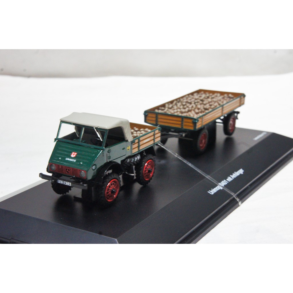 【特價現貨】1:43 Schuco Mercedes Benz Unimog U401 + trailer 馬鈴薯拖車