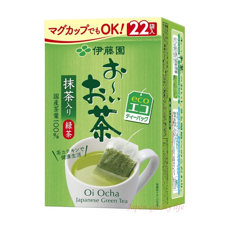 日本伊藤園 抹茶入綠茶茶包 22袋入 日本国産茶葉100% Oi Ocha Japanese Green Tea