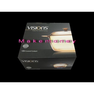 【美國康寧 Visions】VS-15 晶彩透明雙耳湯鍋 1.5L 原廠公司貨 法國製