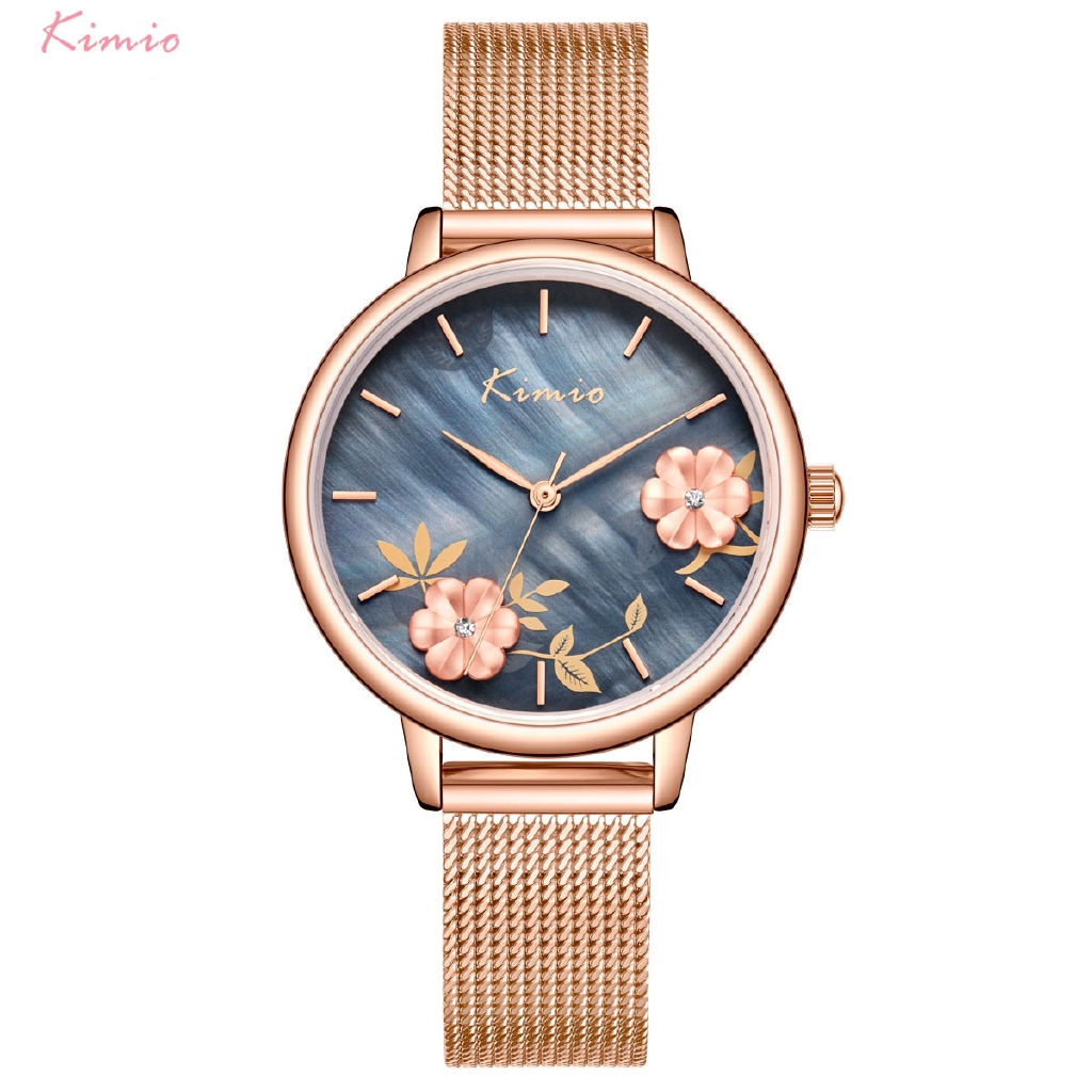 Kimio 金米歐 女生手錶K6381M 1年保固 3D花朵錶盤防水