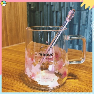 特惠🚀🚀✨Starbucks星巴克水杯 2020聖誕節禮物柔美粉櫻花款冷變玻璃杯 含攪拌棒馬克杯 情侶水杯 生日禮物
