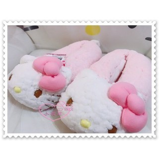 ♥小花花日本精品♥ Hello Kitty 保暖室內拖 居家拖 拖鞋 冬天必備 禦寒 粉色 大臉造型 78965409