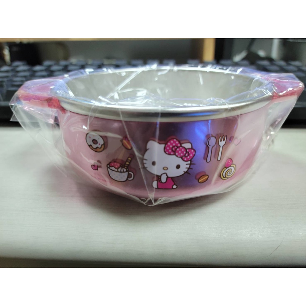 台灣現貨 韓國正品hello kitty 兒童可愛雙層隔熱不銹鋼飯碗雙手把碗