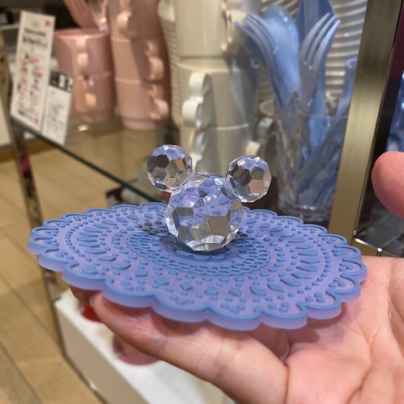 日本可愛人氣雜貨 franc franc 迪士尼正版授權立體水晶造型米奇圖騰矽膠杯蓋