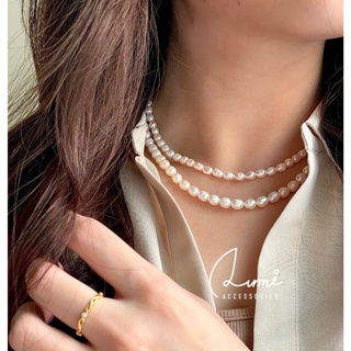 [ALUMI] 淡水珍珠項鍊｜S925純銀 巴洛克珍珠 鎖骨鍊 短項鍊 飾品 珍珠項鍊