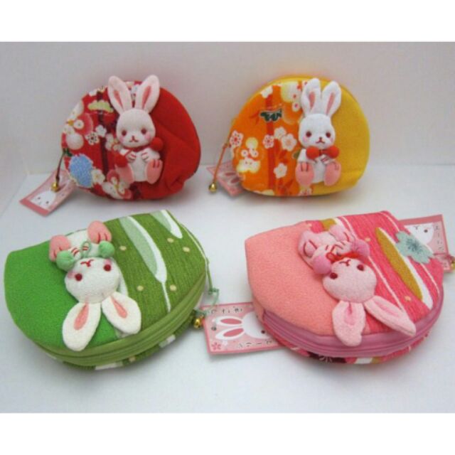 【棠貨鋪】日本 和風 鈴鐺 招財兔 扇形 收納 小包 化粧包 - 4 款
