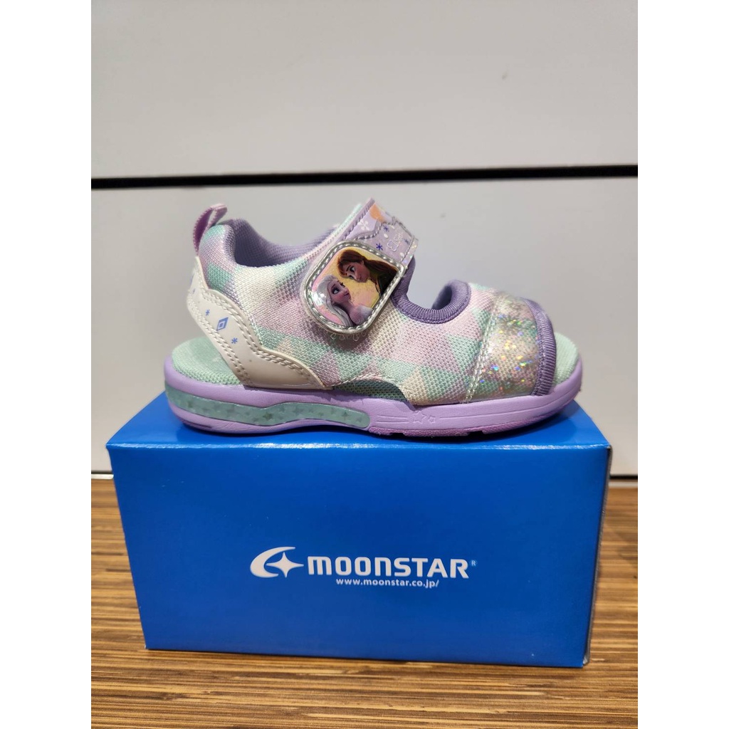 【Moonstar】女童款 點燈涼鞋 迪士尼聯名款 舒適 柔軟 閃亮 冰雪奇緣 紫色 - DNC12982
