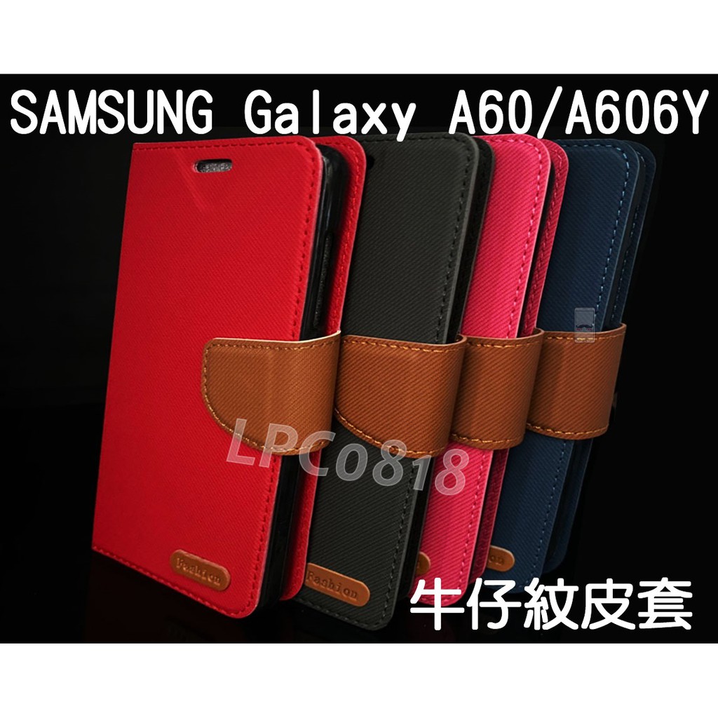 SAMSUNG Galaxy A60/A606Y 專用 牛仔紋/斜立/側掀皮套/錢夾/手機套/斜布紋