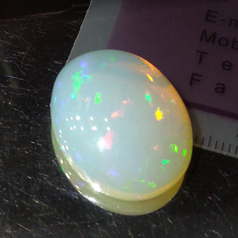 天然無處理大克拉碎花彩斑蛋白石 Opal橢圓形蛋面裸石17.76克拉