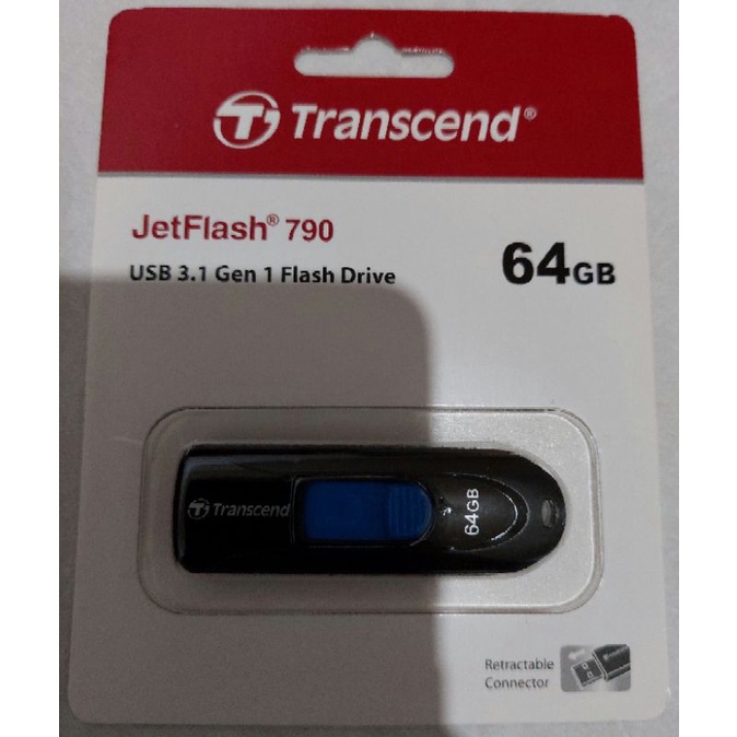 創見64GB USB3.1 JefFlash790 黑色隨身碟