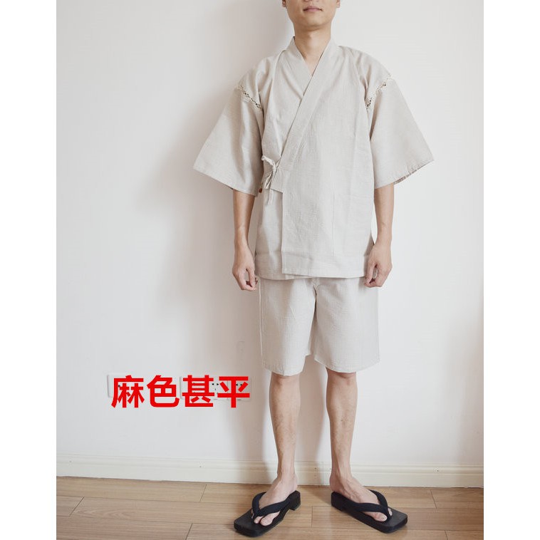 夏季純棉男甚平浴衣 和服日式睡衣 和服甚平家居服 短袖甚平睡衣套裝m 蝦皮購物