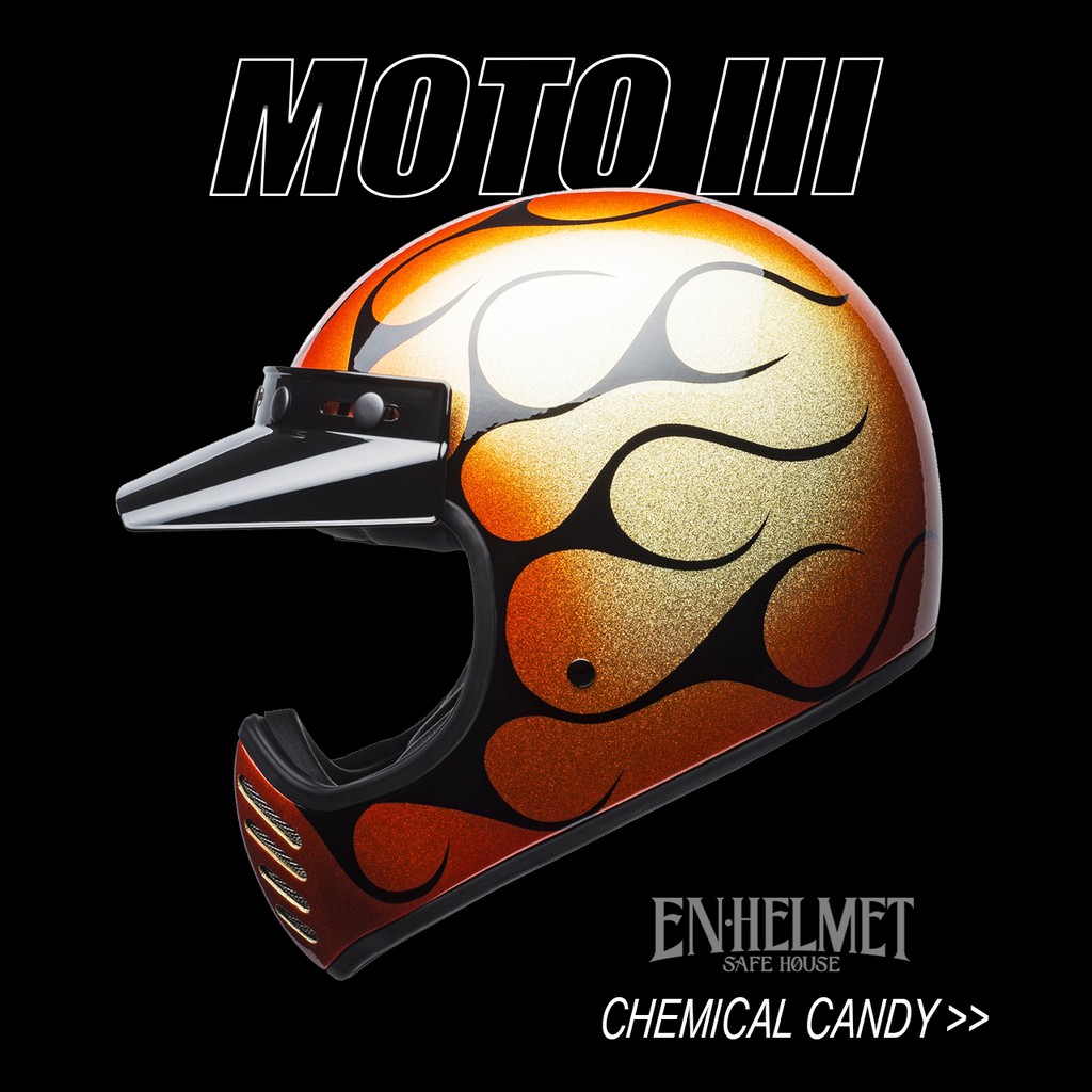 『EN安全帽』 免運 美國 BELL MOTO3 Chemical Candy 金蔥火焰 經典 山車帽 原創 安全帽