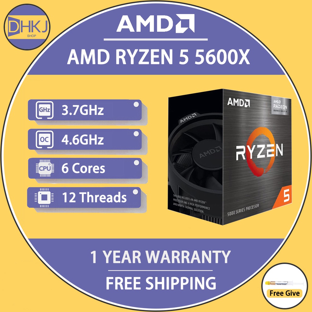 全新 AMD Ryzen 5 5600X R5 5600X CPU 處理器 3.7 GHz 6 核 12 線程 7NM