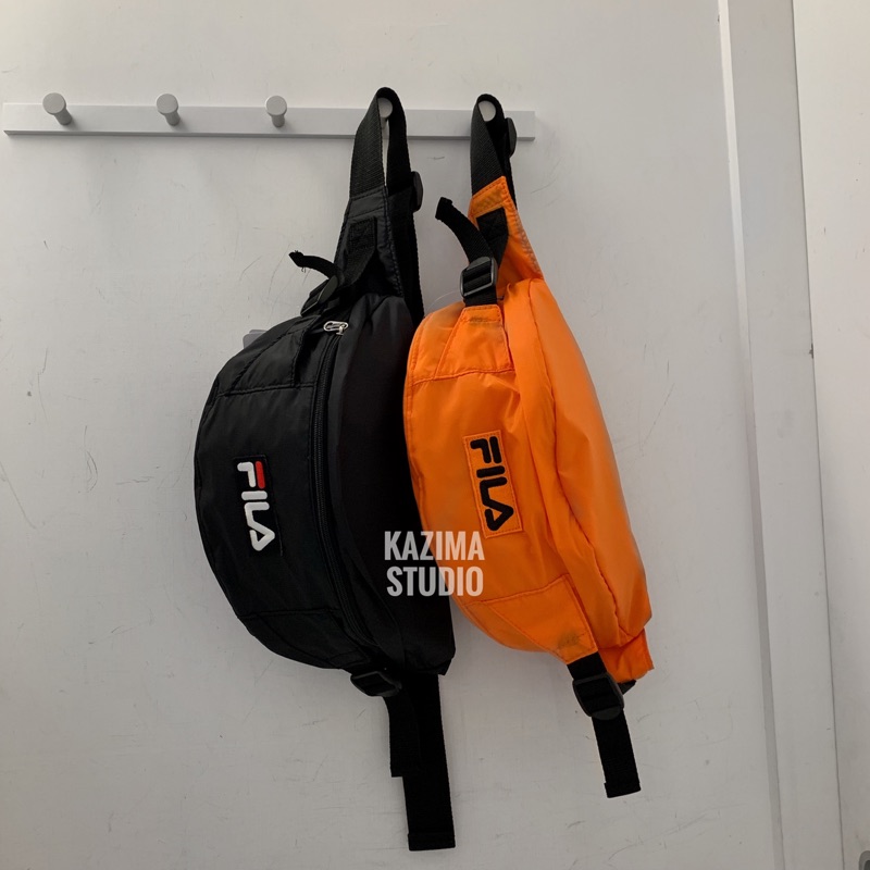 Kazima Fila Logo 腰包 霹靂腰包 霹靂包 隨身包 側背包 側背 小包 包 隨身小包 側背小包 橘色 黑色
