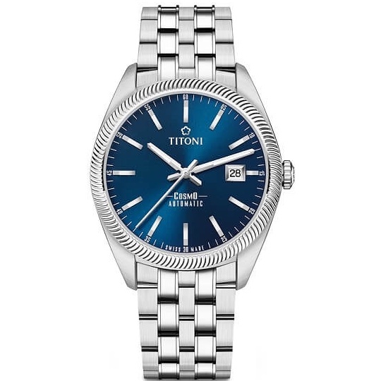TITONI 梅花錶 男 宇宙系列 浪花機械腕錶(878S-612)-藍色面/41mm