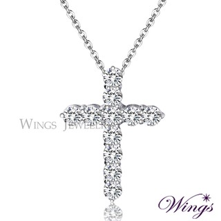 Wings 聖潔之心 經典十字架 八心八箭方晶鋯石項鍊