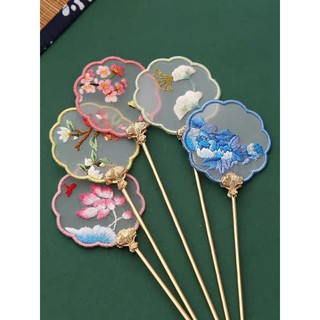 🐟飛魚小舖🐟開發票 髮簪刺繡diy手工自繡初學者材料包古風髮簪書籤蘇繡絲帶繡繡品戳戳秀(五9)