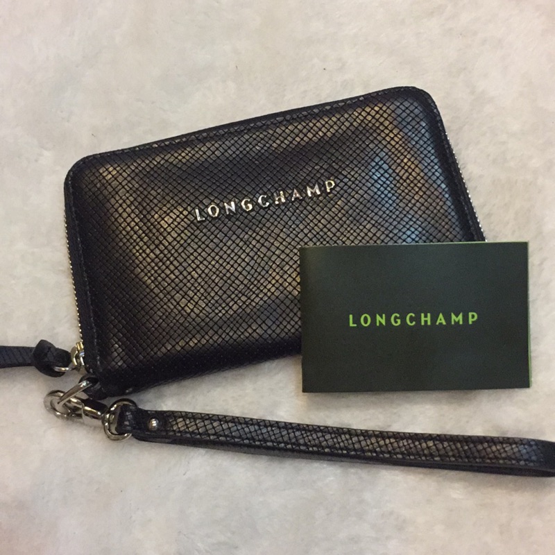 Longchamp 拉鏈式黑色手拿包