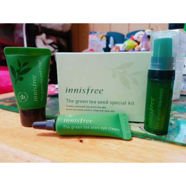 韓國innisfree綠茶籽護膚體驗三件組保濕精華+潤澤保濕霜+潤澤保濕眼霜