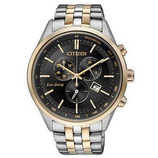 CITIZEN ECO-DRIVE 極致工藝時尚三眼玫瑰中金帶光動能腕錶型號 : AT2144-54E