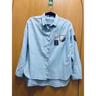 韓國品牌H:CONNECT藍色徽章襯衫式薄外套S號