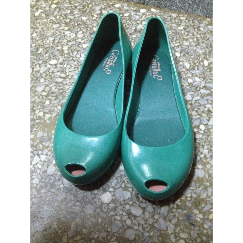 Grendha 巴西 綠色 基本款 六成新 素色 魚口鞋 平底鞋 膠鞋 防水鞋 雨鞋 BRA35 / 37 / USA6