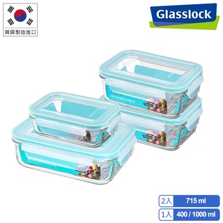 Glasslock 強化玻璃微波保鮮盒 - 經典長方 4 件組