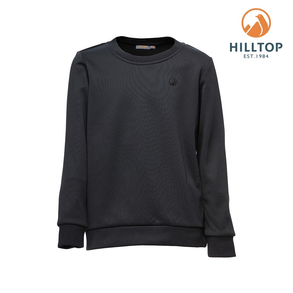 【Hilltop山頂鳥】童款 POLYGIENE抗菌保暖圓領刷毛上衣H51C92-黑