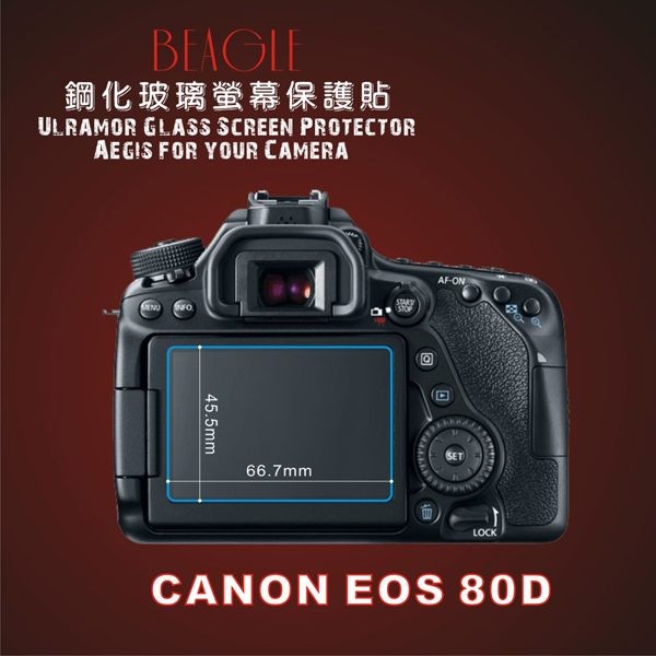 (BEAGLE)鋼化玻璃螢幕保護貼 CANON EOS 90D/80D專用-可觸控-抗油汙-耐刮9H-台灣製(2片式)