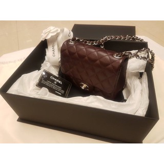 CHANEL MINI COCO A35200 香奈兒 經典菱格魚子醬紋小牛皮銀鍊 17cm 限量色Burgundy