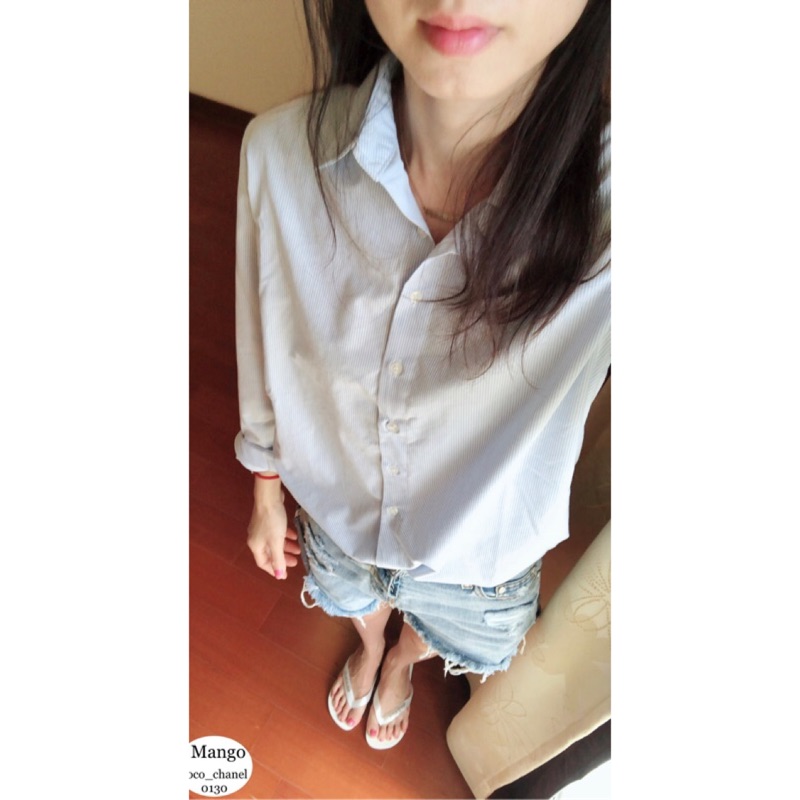 coco_chanel0130 韓版條藍白紋款襯衫/件