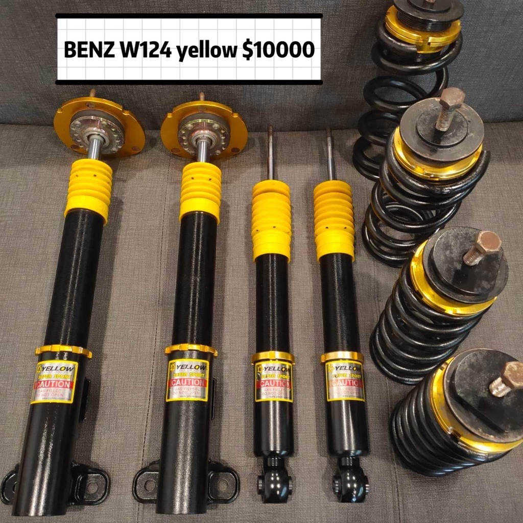BENZ W124 yellow 高低軟硬可調避震器