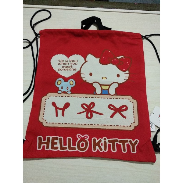 全新 Hello Kitty 輕便束口背袋 手提袋 160