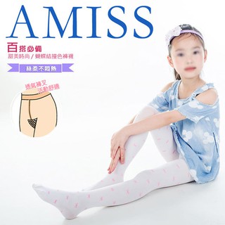 【Amiss】Nylon蝴蝶結兒童褲襪-褲叉加工(3色) A409-1C