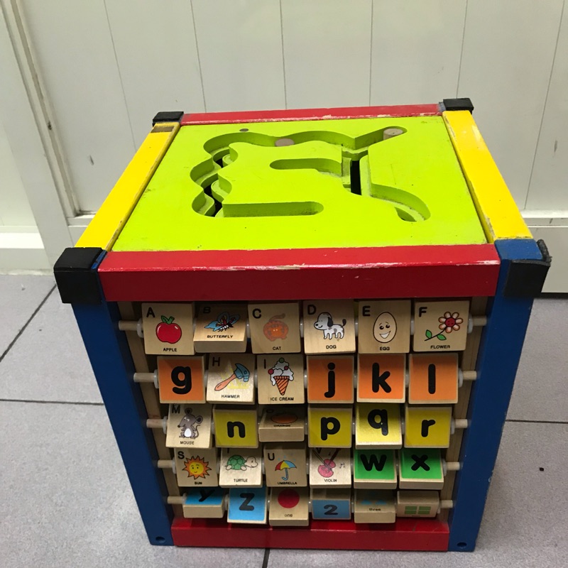二手 五合一 百寶箱 遊戲箱 繞珠 ABC 算珠 迷宮 白板 益智積木 木製箱 智慧啟蒙寶盒 5合1 寶寶智慧寶盒
