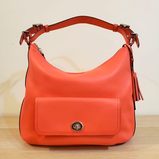 COACH 亮珊瑚橘色側肩/背包 22381 LEGACY LEATHER COURTENAY HOBO